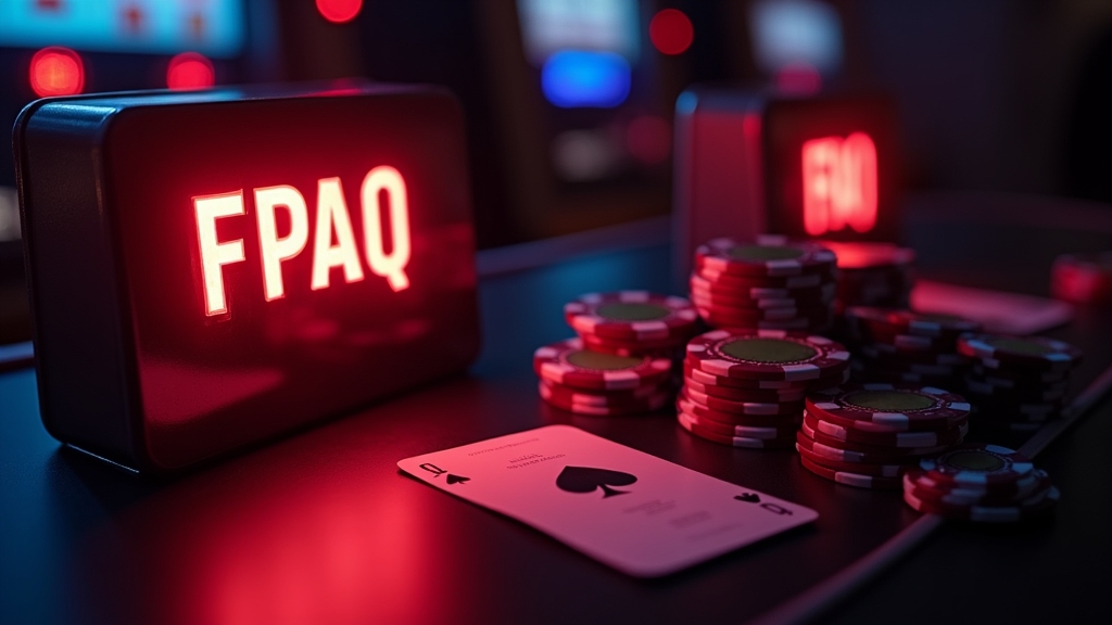 Casino scene with glowing question marks and gaming symbols