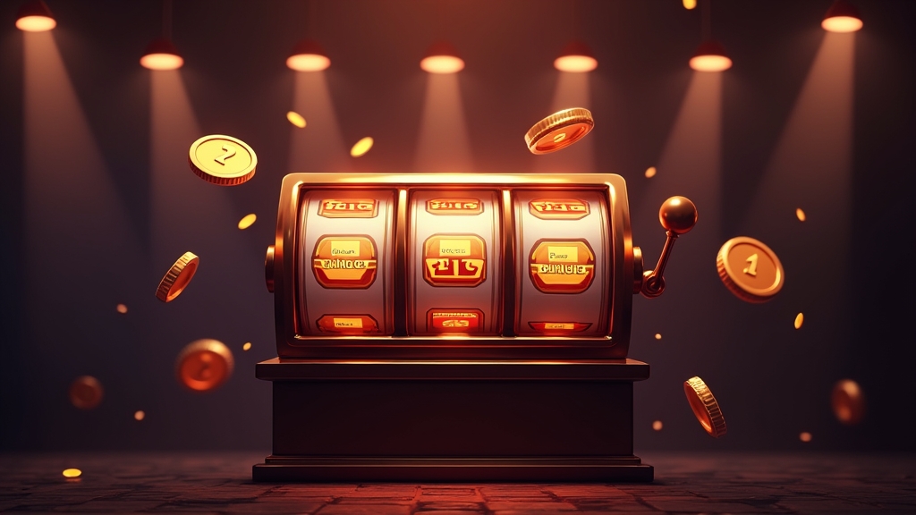 Slot machine scene showing free spins and a no deposit bonus theme