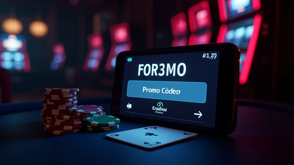 Casino cashier area with a highlighted promo code entry field