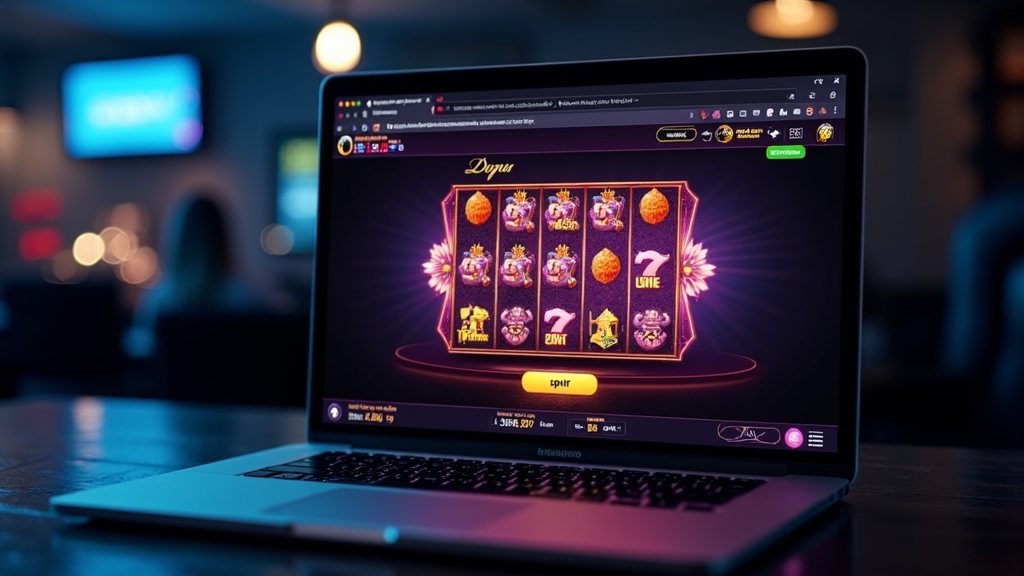 Laptop showing a Royal Joker free demo launching in a browser